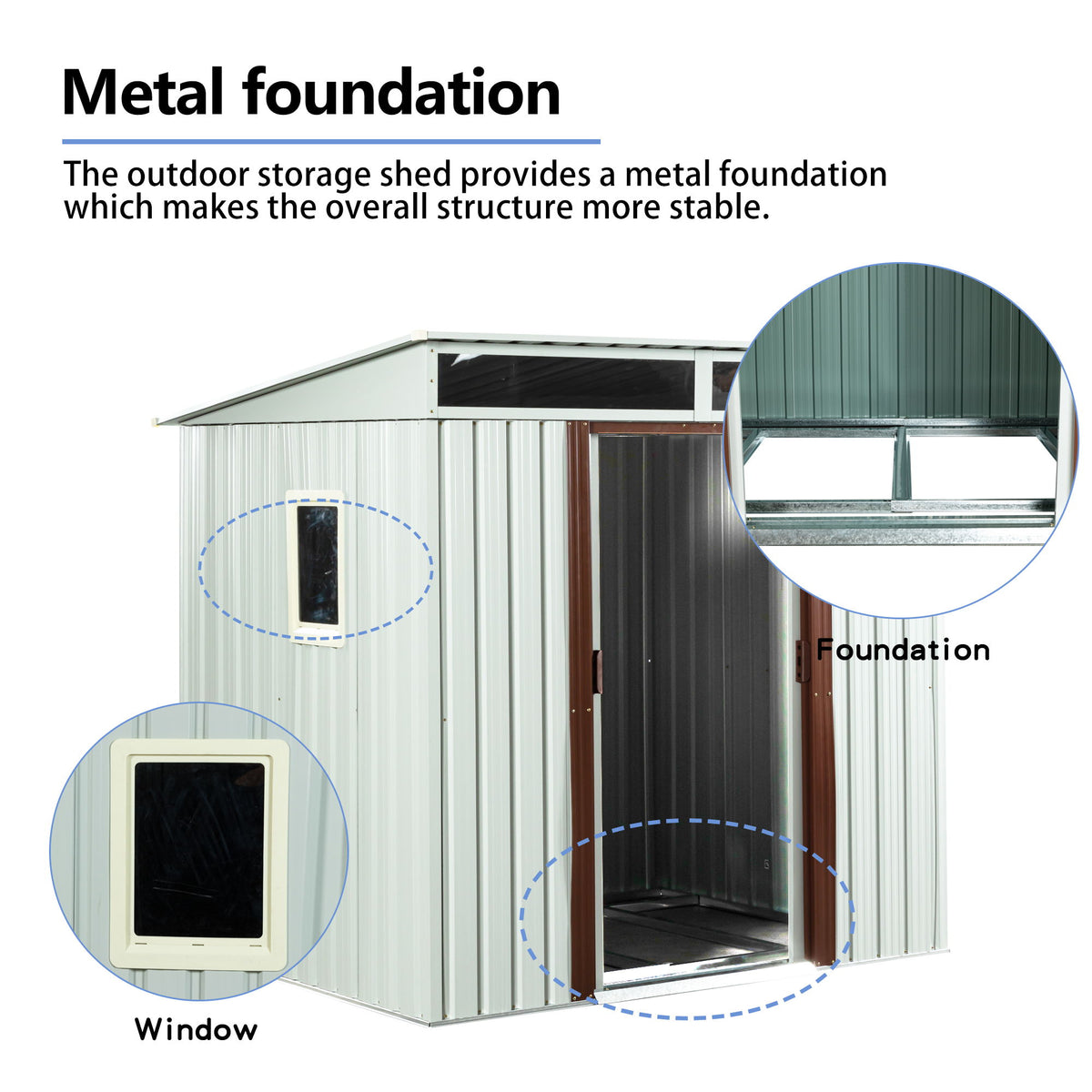 Outdoor Metal Storage Shed Garden Building Heavy Duty 6x4ft Steel