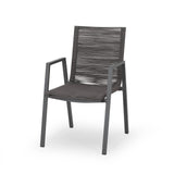 Outdoor Modern Aluminum Dining Chair Set With Rope Sea (Set of 2)