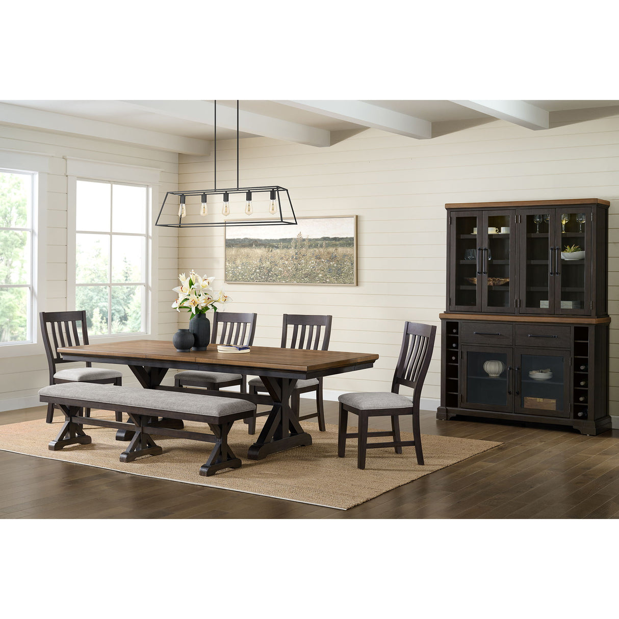 Montrose - Server And Hutch With LED Light - Espresso And Brown