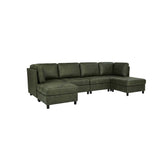 Modular Sectional Sofa With Custom Configuration And Removable Cushions - Olive