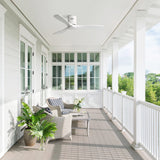 52" Flush Mount Ceiling Fan & Remote, No Light, 3 Blades, 6 Speed DC Motor For Indoor Patio - White