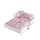 Queen Pull Out, 3 In 1 Convertible Sleeper Tufted Sofa & 2 Soft Pillows