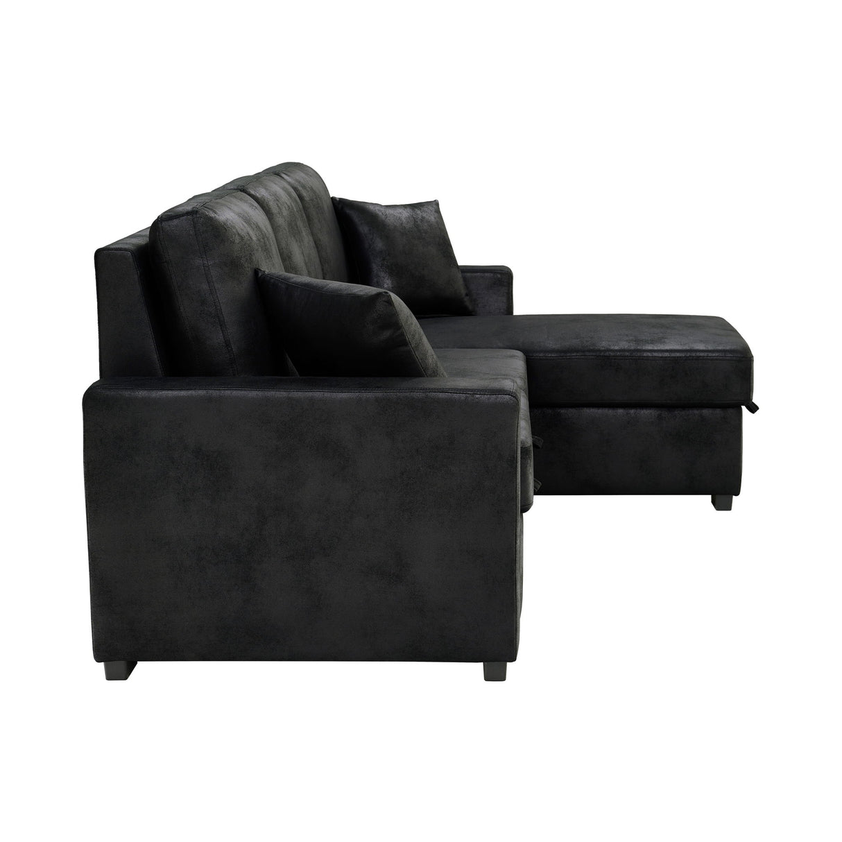Upholstered Sectional With Pull-Out Bed And Chaise Storage