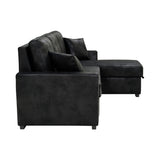 Upholstered Sectional With Pull-Out Bed And Chaise Storage