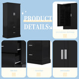 Tall Bathroom Storage Cabinet With 2 Doors And Drawers, Adjustable Shelf