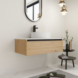 Wall Mounted Bathroom Vanity With Art Sink & 1 Soft Close Drawer