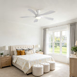 52" Ceiling Fan With 3 Color Dimmable LED Light, DC Reversible Motor, 6 Speed Settings