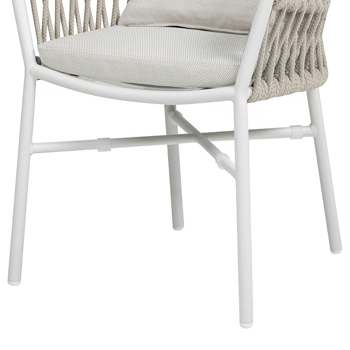 Maiden - Barrel Back Aluminum & Rope Outdoor Patio Dining Chair, Sunproof Olefin (Set of 2)