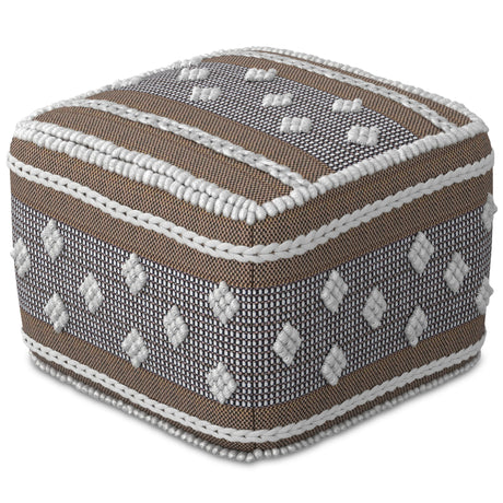 Mapleton - Outdoor / Indoor Pouf - Beige Gray / White - Accent Poufs - Alpine Outlets