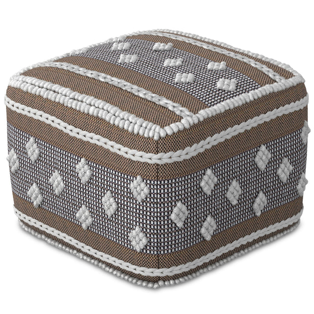 Mapleton - Outdoor / Indoor Pouf - Beige Gray / White - Accent Poufs - Alpine Outlets