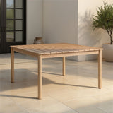 Balmor - 53" Square Outdoor Dining Table, Seats 4 - Wire-Brushed Natural Eucalyptus