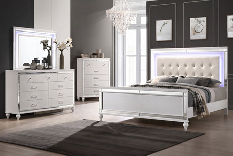 Valentino - Queen 4 Piece Bedroom Set (Bed, Dresser, Mirror, Chest) - White