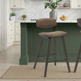 Fox - Counter Height Curved Back Wood Bar Stool With Faux Leather Seat