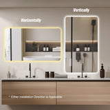 Wall Mounted LED Lighting Mirror With 3 Color Lighting, Dimming, Waterproof, Anti Fog, Touch Switch - Silver