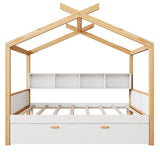 House Bed With Bookshelf Storage
