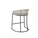 Coastal Woven Counter Stool With Upholstered Seat