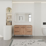 46" Freestanding Bathroom Vanity With Soft Close Doors And 4 Drawers, (Vanity Only) - Imitative Oak