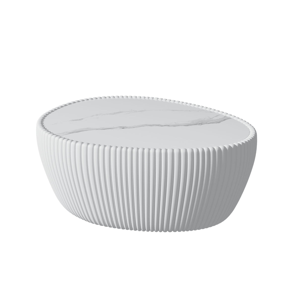 Goose Egg Shape Coffee Table For Living Room - White Pu