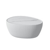 Goose Egg Shape Coffee Table For Living Room - White Pu