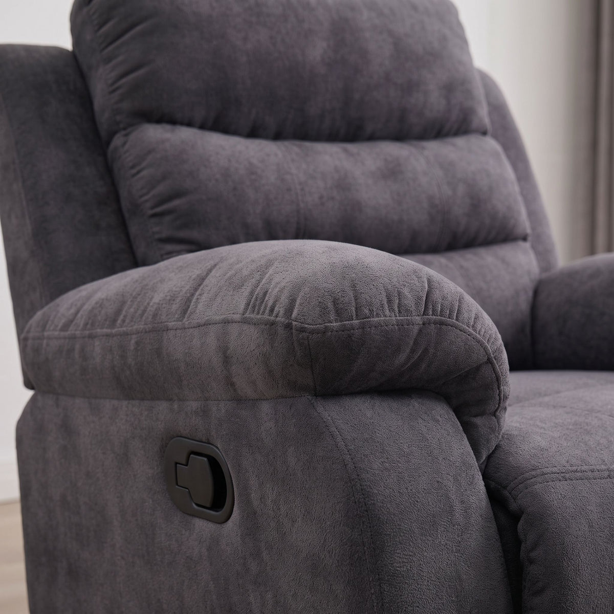Manual Recliner Chair With 150° Recline, For Living Room - Dark Gray