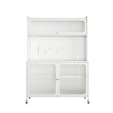 Contemporary Kitchen Pantry Cabinet With Glass Doors, Adjustable Shelves, Steel - Brushed Nickel