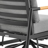 Royal - Outdoor Patio Swivel Glider Lounge Chair - Black Aluminum And Teak Wood With Cushions