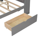 Platform Bed With Storage Shelves, Drawers, Charging Station, LED, Desk