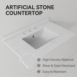 Basin Sink, Triple Faucet Holes, 2" Thick Rim, Sink Only