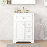 Modern Bathroom Vanity With Sink, 3 Drawers & Cabinet With 2 Tier Door Storage