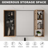 41.6" Wall Mounted Bathroom Cabinet With Soft Close Door, Storage Cabinet Featuring - Imitative Oak