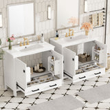 Bathroom Vanity With Sink, Soft Close Doors, Double Storage Shelves & Divided Drawer Ample Storage - White
