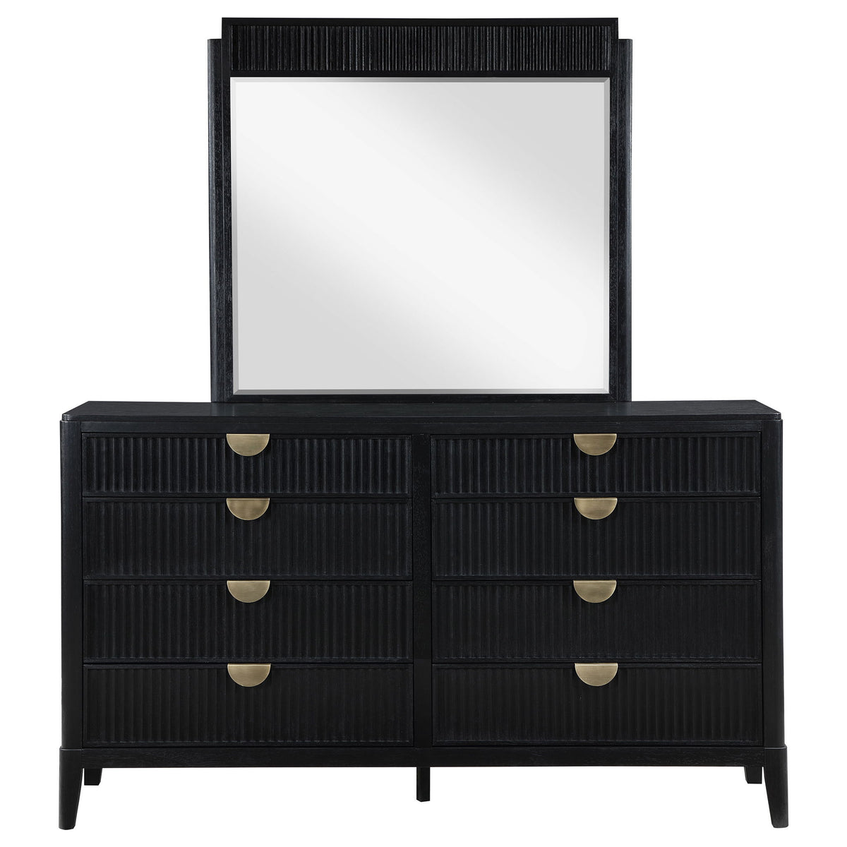 Ennis - 8 Drawer Dresser With Mirror - Black