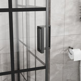Corner Shower Enclosure Double Sliding Door & Shower Base - Matte Black