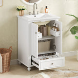Modern Bathroom Vanity With Sink, Cabinet With Drawer And Dividers, Rectangular Storage Unit