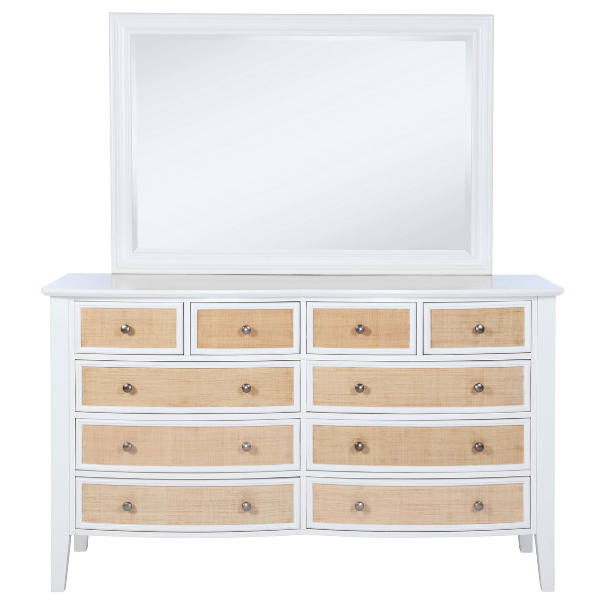 Talia - 10 Drawer Dresser And Mirror Set - White