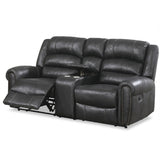 Power Reclining Loveseat With USB Port And Cup Holder Console - Black