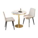 Round Bistro Table - Gold / White