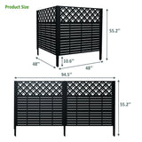 2 Panels Privacy Screen Outdoor Privacy Panels, Trash Can Enclosure, Air Conditioner Fence - Black