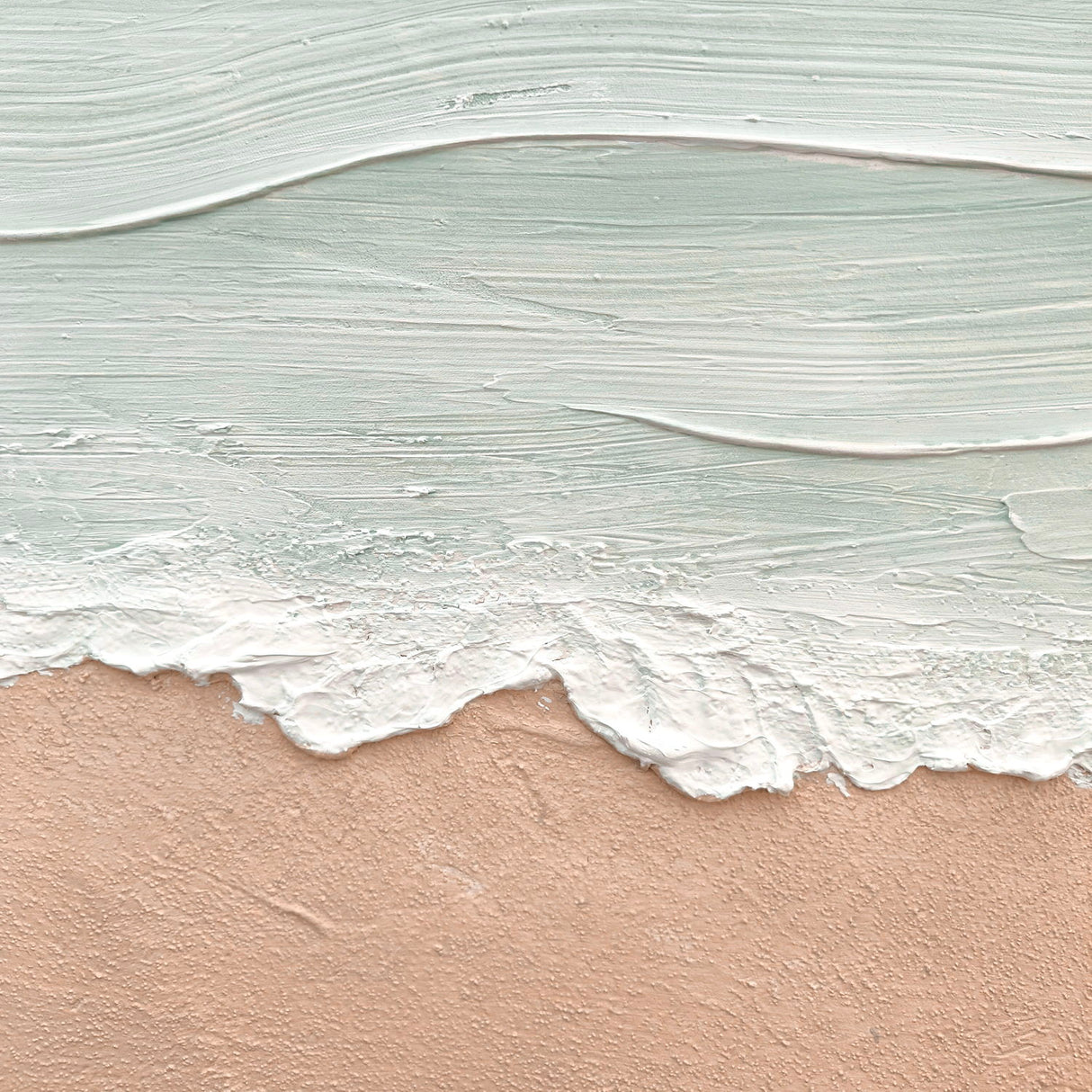 Framed Beach Wall Art, Textured Canvas Painting, Neutral Ocean Decor For Living Room - Beige / Blue