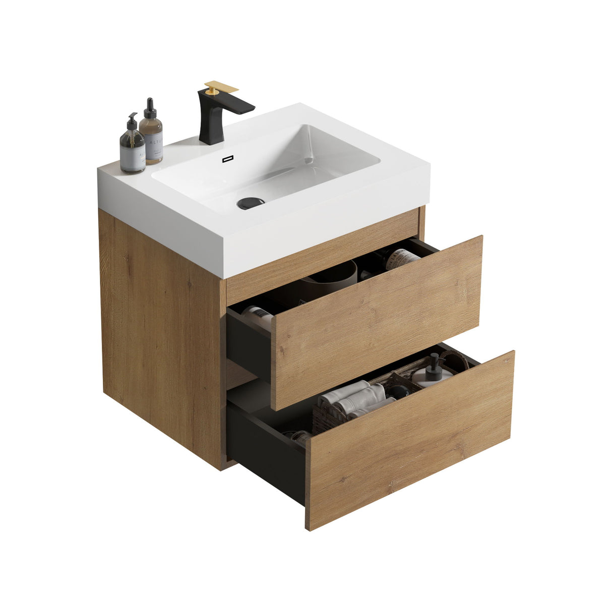 Alice - Bathroom Vanity With Sink, Large Storage Wall Mounted Floating Bathroom Vanity For Modern Bathroom