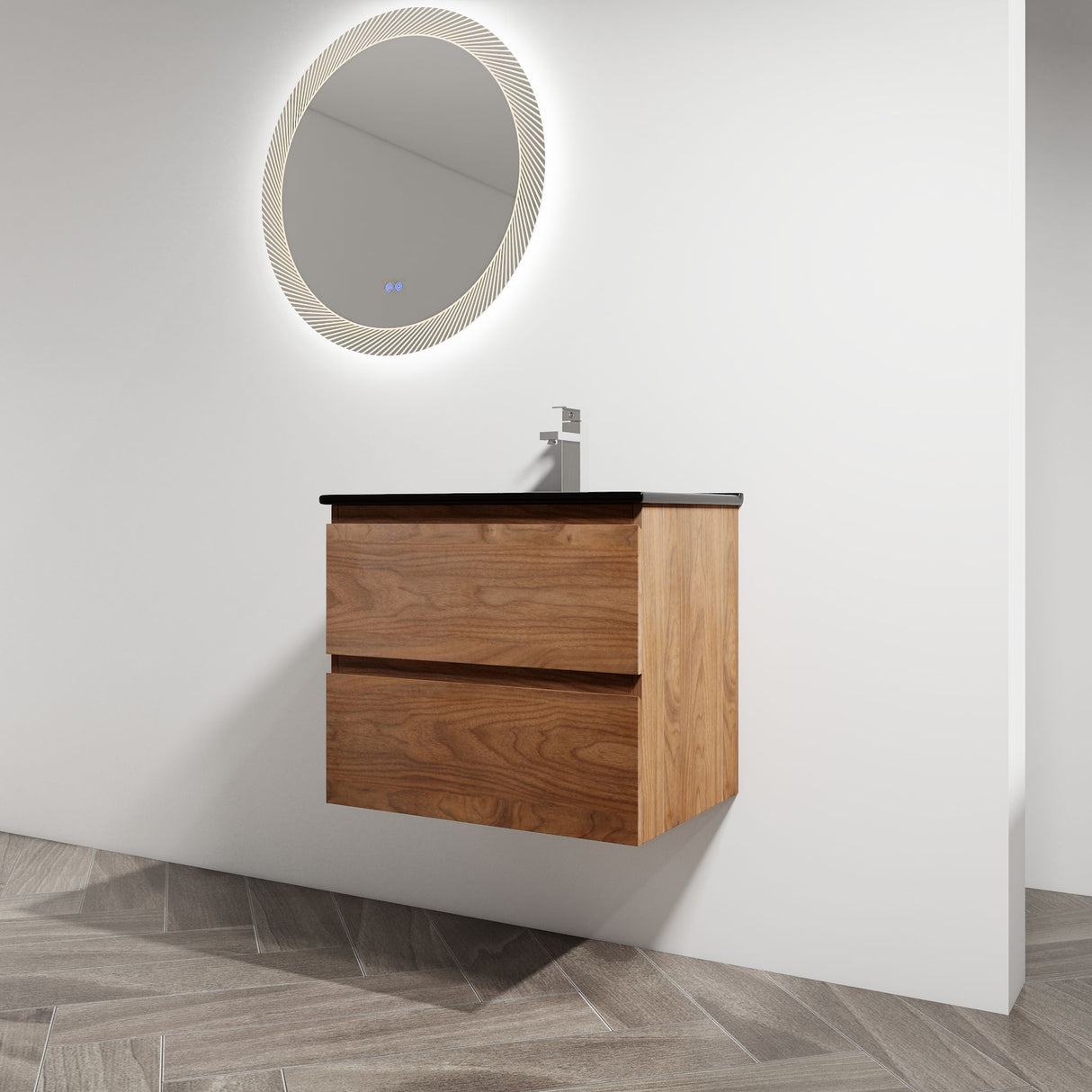 Wall Mounted Bathroom Vanity With Sink, 2 Soft Close Drawers