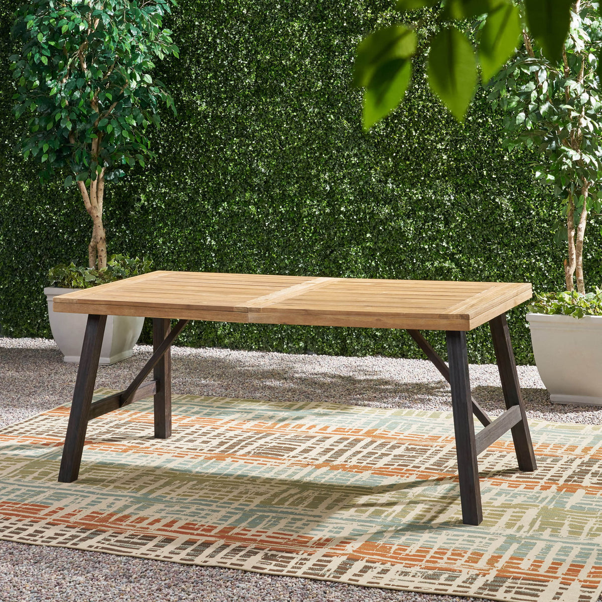 Outdoor Dining Set With 2 Bench And 1 Dining Table - Light Brown