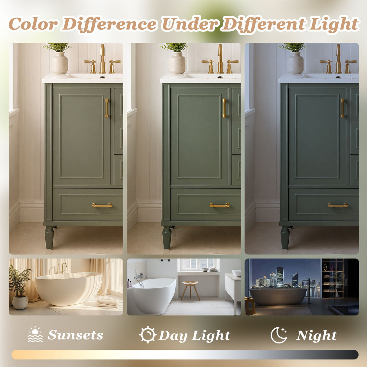 Modern Bathroom Vanity With Sink, Soft Close Doors, 3 Drawers
