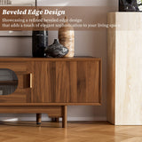 Modern TV Stand With Fluted Glass Doors & 2 Drawers