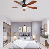 52" Ceiling Fan With 3 Color Dimmable LED Light, 5 Blades, Remote Control, Reversible DC Motor