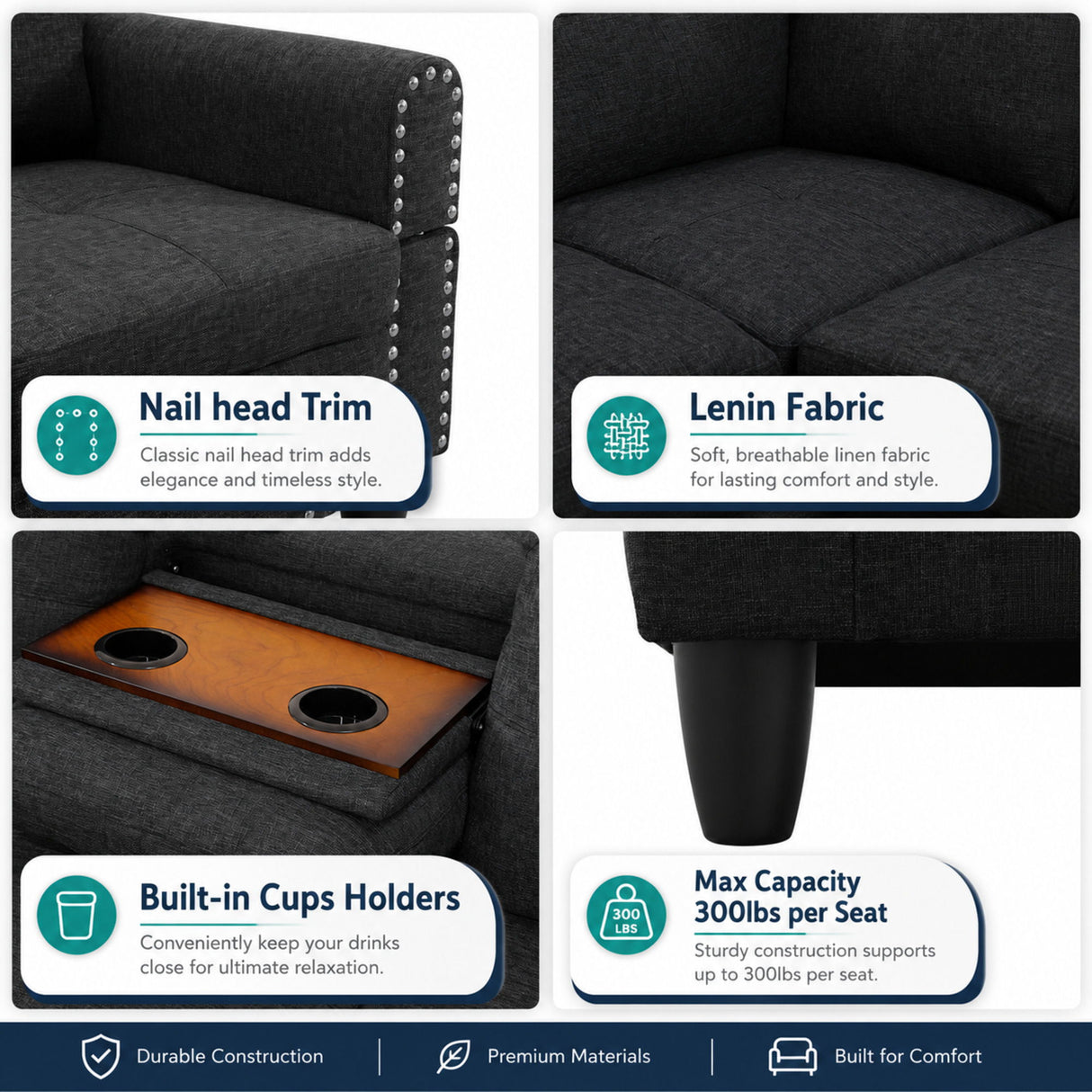 L - Shaped Sectional Sofa With Movable Left Chaise