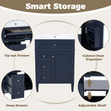 Bathroom Vanity With Top Sink, Storage Cabinet With 2 Drawers And Tip-Out Drawer