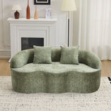 Curved Loveseat Sofa With Round Armrest