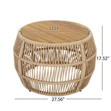 Round Side Table With Rope Frame