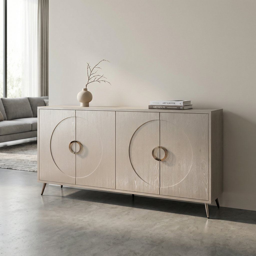 Modern Sideboard Buffet Server Cabinet Lacquered Wood Storage 60x31in